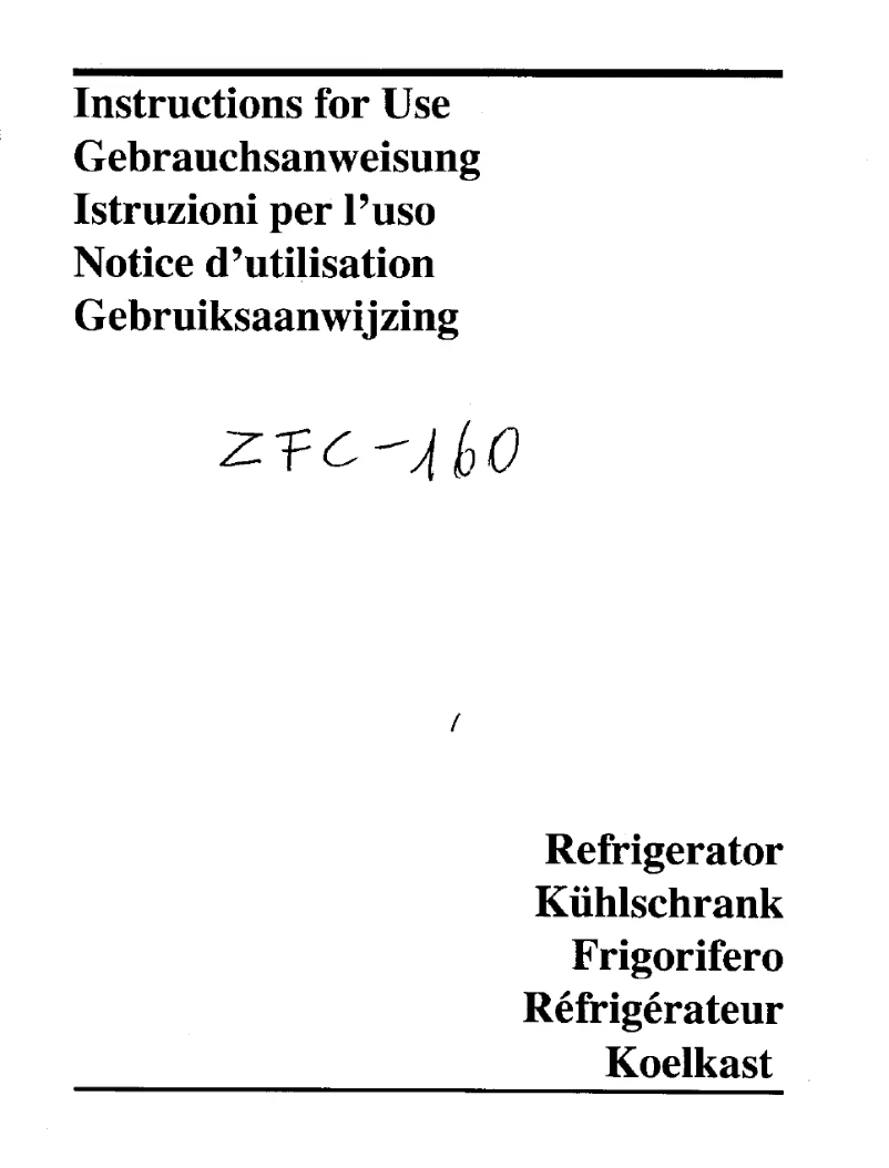 Page 1 de la notice Manuel utilisateur Zanussi ZFC 160