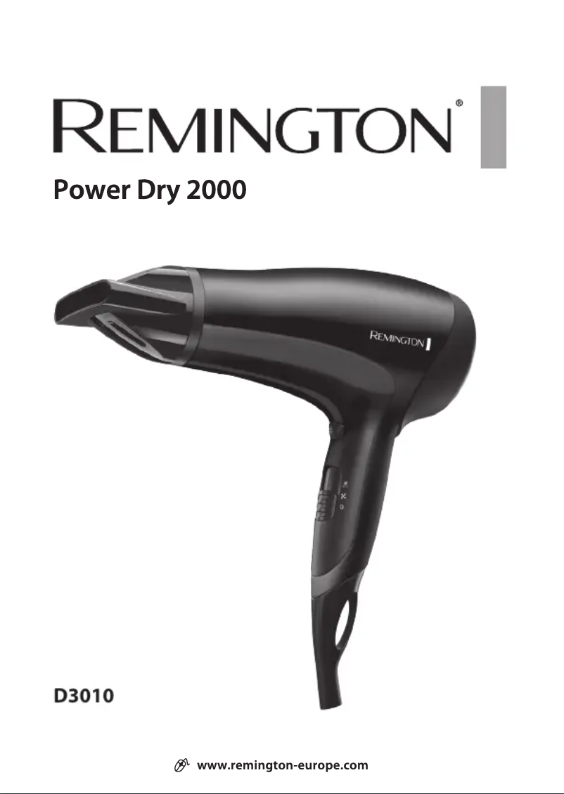 Page 1 de la notice Manuel utilisateur Remington D3010 Power Dry 2000