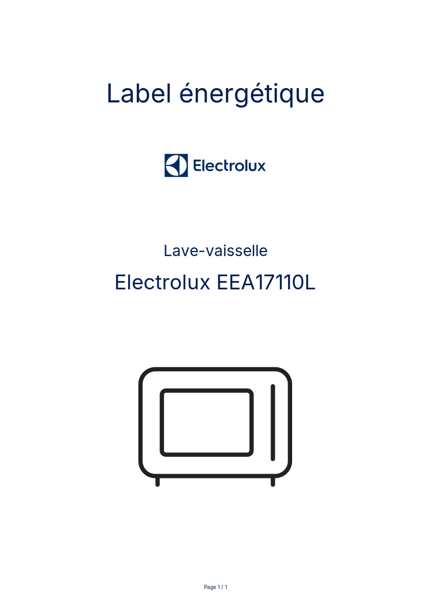 Page n°1 - Label énergétique Electrolux EEA17110L