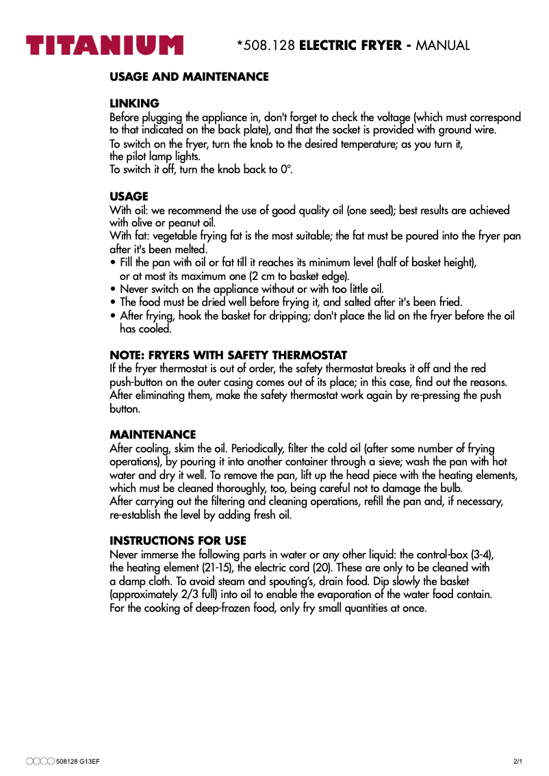 Page 1 de la notice Manuel utilisateur Titanium 508128