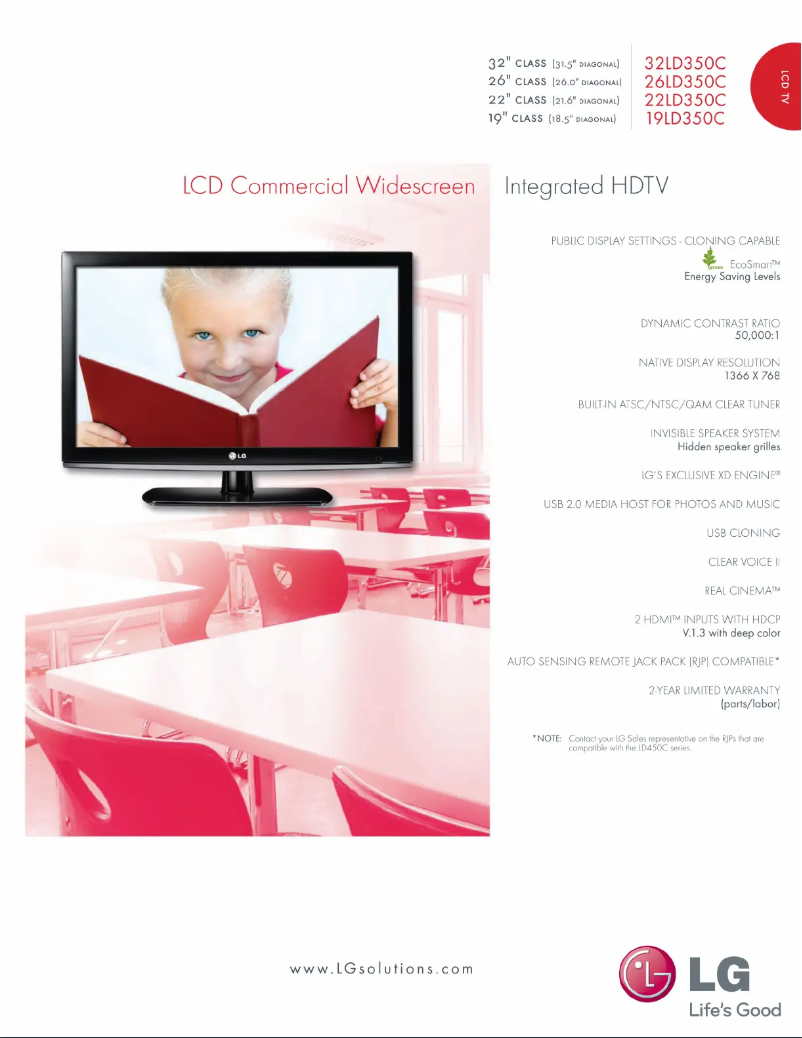 Image de la première page du manuel de l'appareil 22LD350