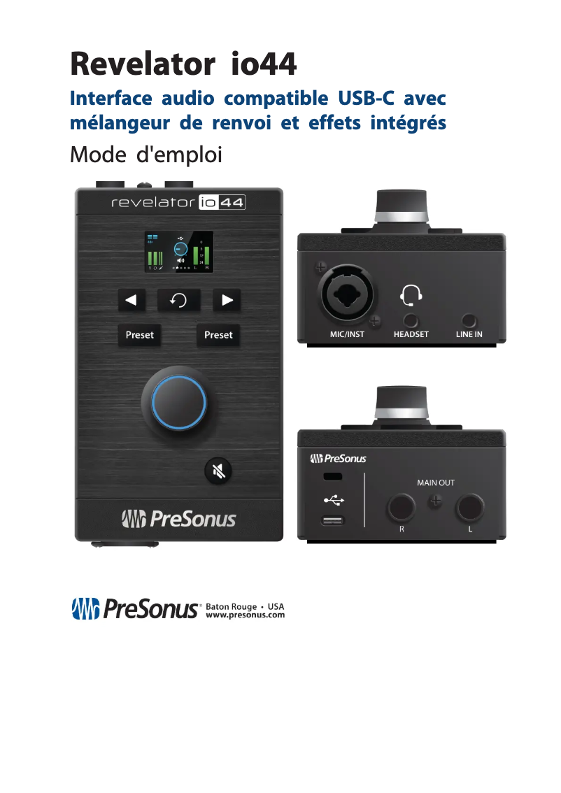 Page n°1 - Manuel utilisateur PreSonus Revelator io44