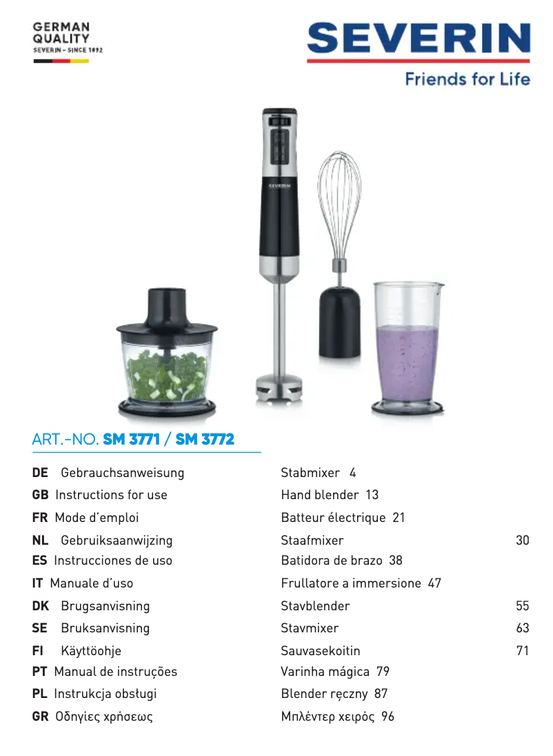 Image de la première page du manuel de l'appareil SM 3771