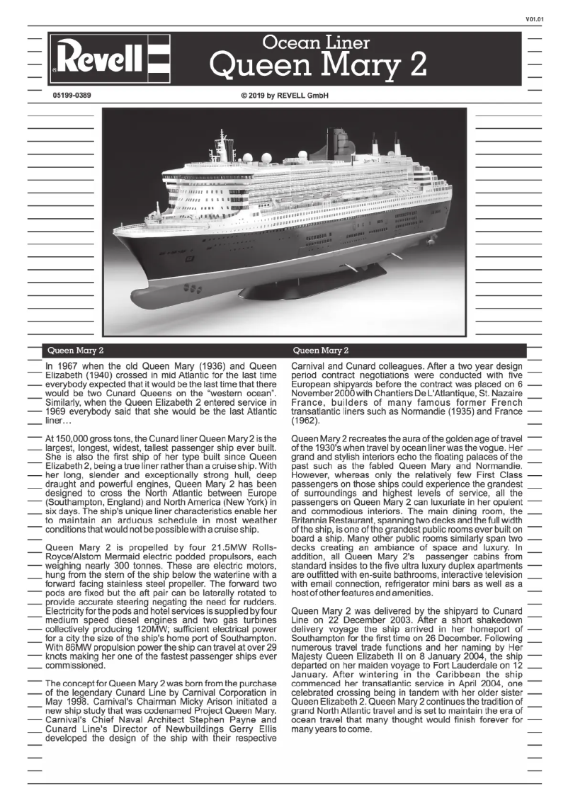 Page 1 de la notice Manuel utilisateur Revell Queen Mary 2