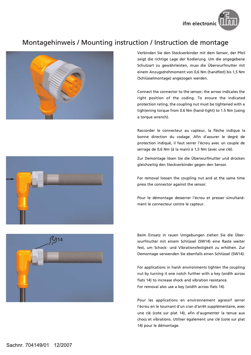 Page 1 de la notice Manuel utilisateur IFM EVS001