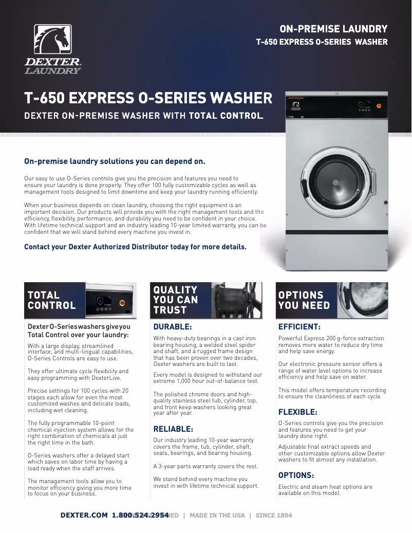 Page n°1 - Fiche technique Dexter Laundry T-650 Express