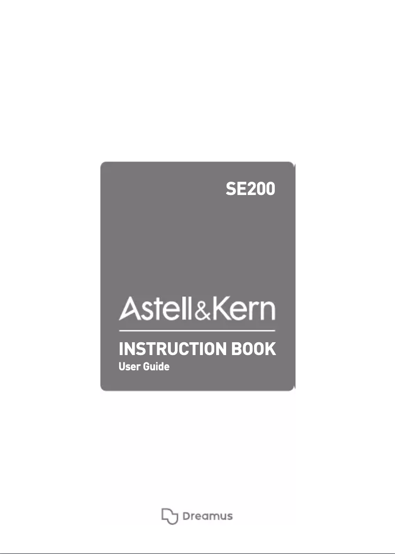 Page 1 de la notice Manuel utilisateur Astell&Kern SE200