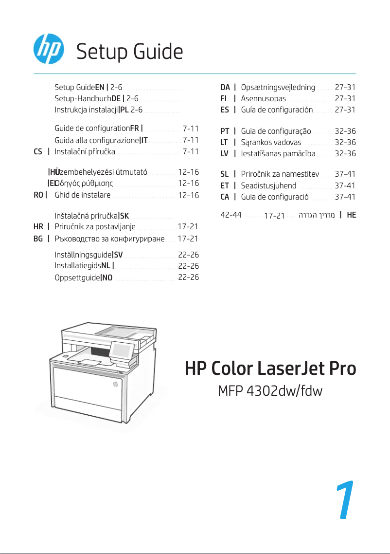 Image de la première page du manuel de l'appareil Color LaserJet Pro MFP 4301