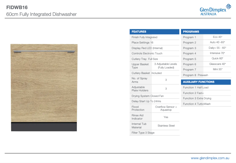 Page n°1 - Fiche technique Euromaid FIDWB16