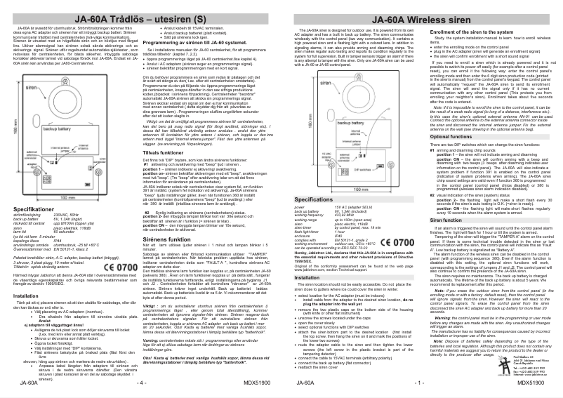 Page n°1 - Manuel utilisateur Joblotron JA-60A