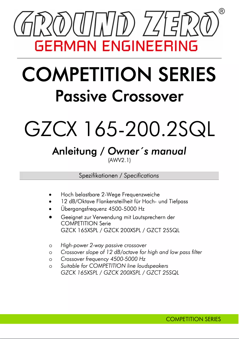 Image de la première page du manuel de l'appareil GZCX 165-200.2SQL