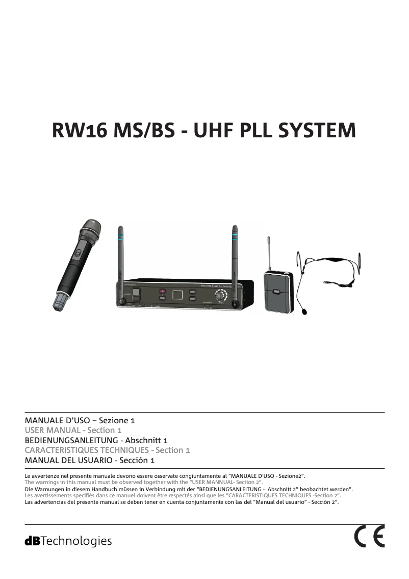 Page n°1 - Manuel utilisateur DB Technologies RW16