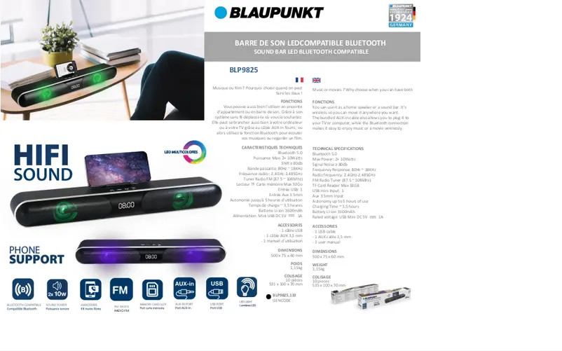 Página 1 del manual Manual de usuario Blaupunkt BLP9825