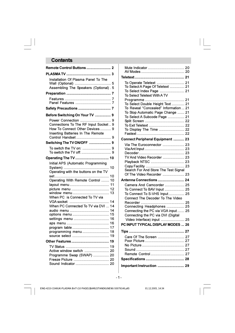 Image de la première page du manuel de l'appareil WP42PDP