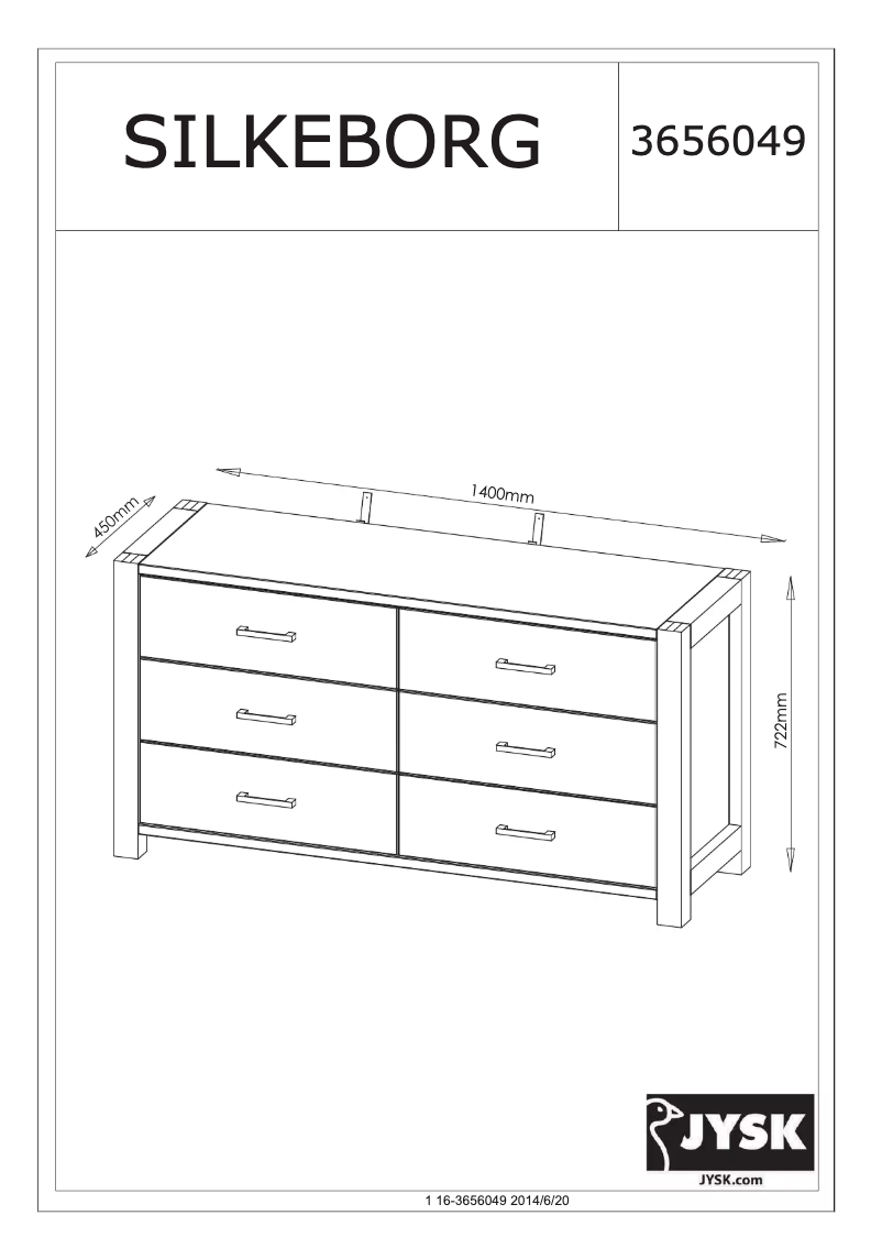 Page 1 de la notice Manuel utilisateur JYSK Silkeborg (140x73x45)