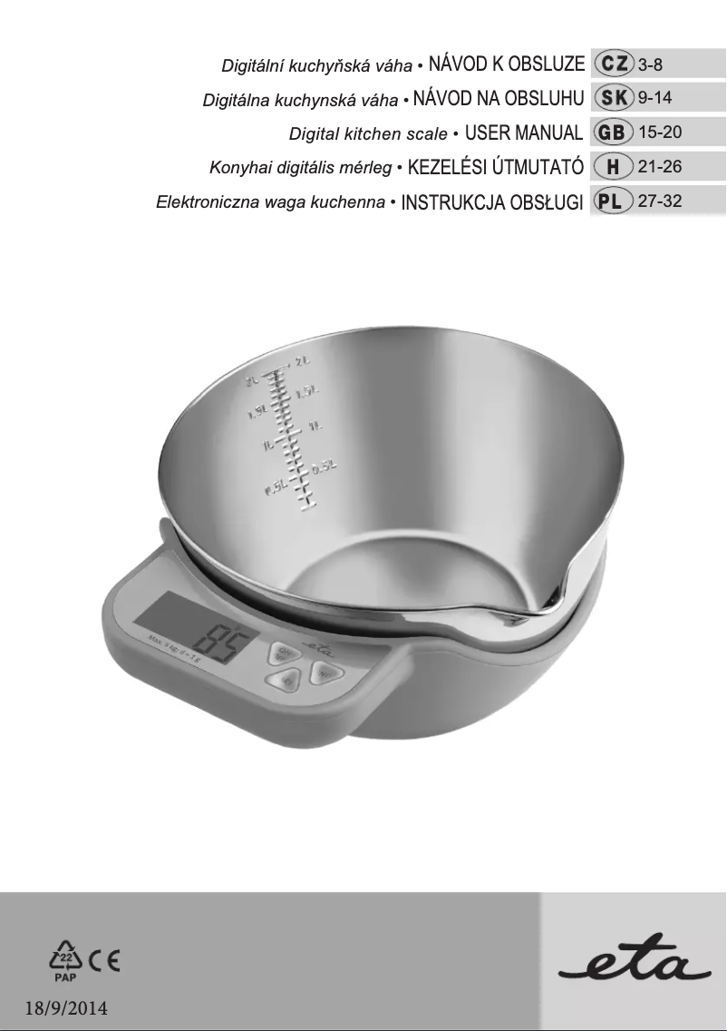 Page 1 de la notice Manuel utilisateur Eta 177790050