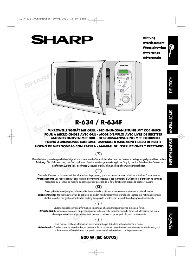 Page 1 de la notice Manuel utilisateur Sharp R-634