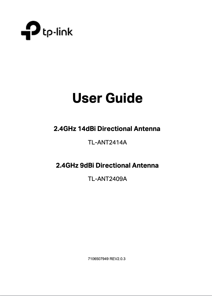 Page 1 de la notice Guide d'installation TP-Link TL-ANT2414A