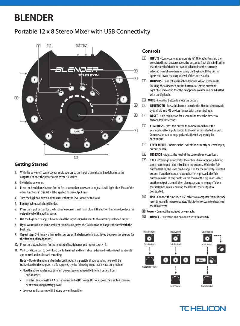 Page n°1 - Manuel utilisateur TC Helicon Blender