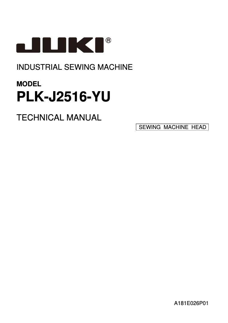 Page n°1 - Manuel utilisateur Juki PLK-J2516-YU