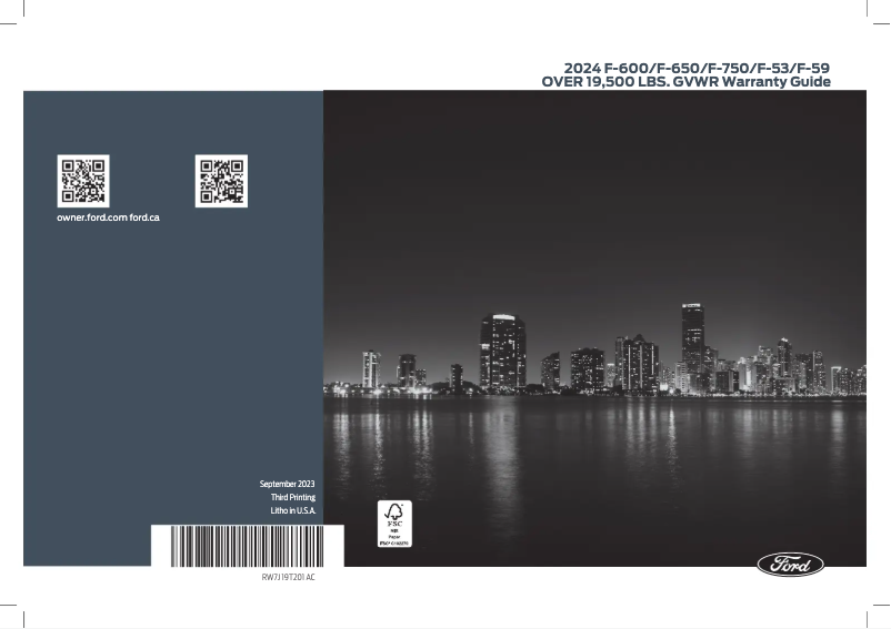 Page n°1 - Informations de garantie Ford F-53 Motorhome Chassis (2024)