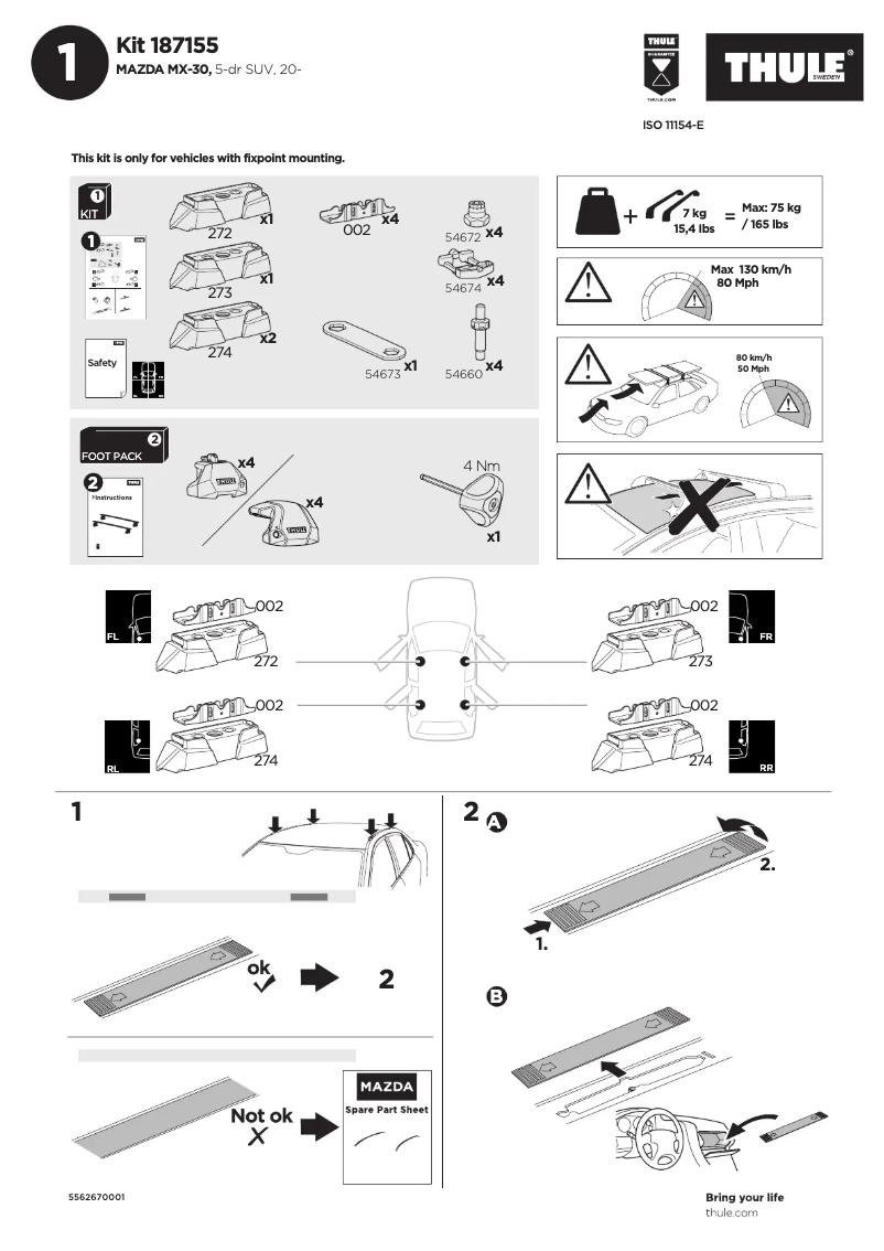 Page 1 de la notice Manuel utilisateur Thule Kit 187155