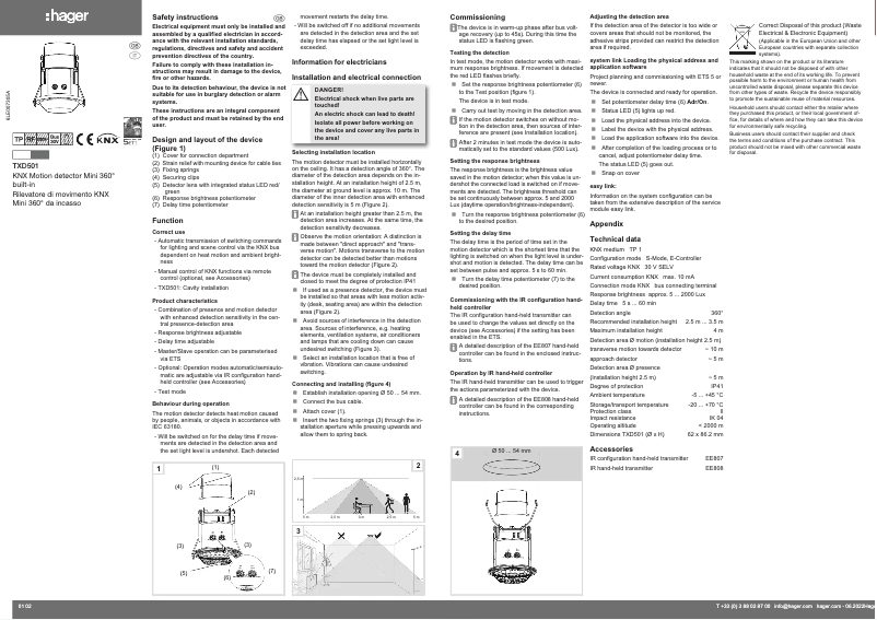 Image de la première page du manuel de l'appareil TXD501