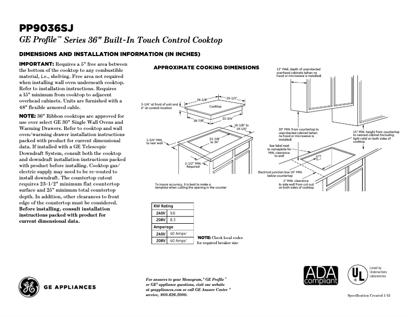 Image de la première page du manuel de l'appareil Profile PP7036SJSS