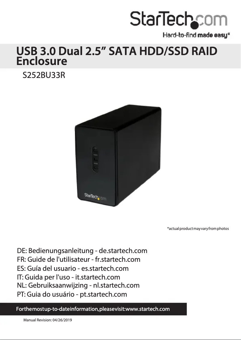 Page 1 de la notice Manuel utilisateur StarTech.com S252BU33R