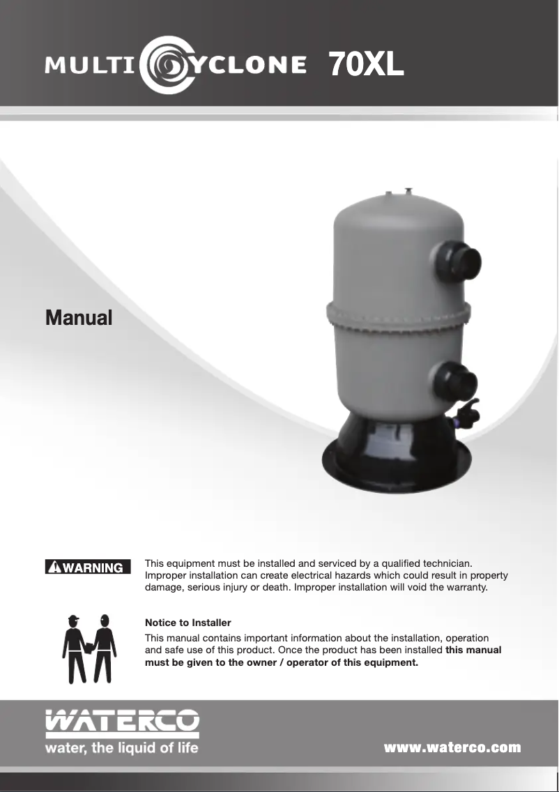 Image de la première page du manuel de l'appareil MultiCyclone 70XL Commercial