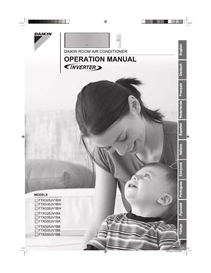 Image de la première page du manuel de l'appareil FTXG25JV1BB