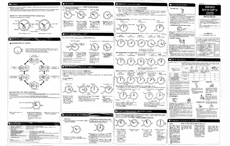 Page n°1 - Manuel utilisateur Seiko 8M26