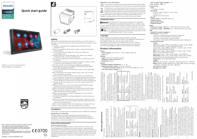 Página 1 del manual Guía de inicio rápido Philips CE600BT