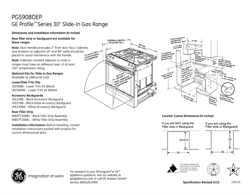 Page n°1 - Fiche technique GE PGS908DEPBB
