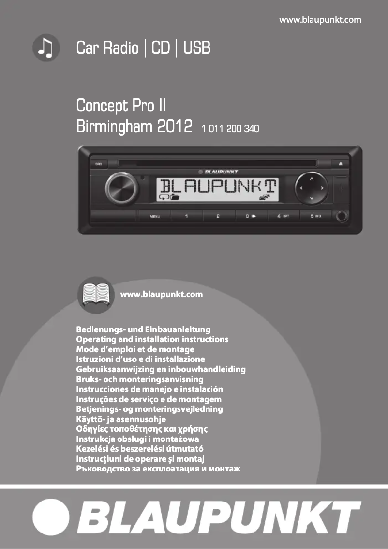 Página 1 del manual Manual de usuario Blaupunkt Concept Pro II