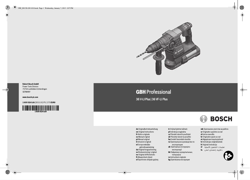 Image de la première page du manuel de l'appareil GBH 36 VF-LI Plus