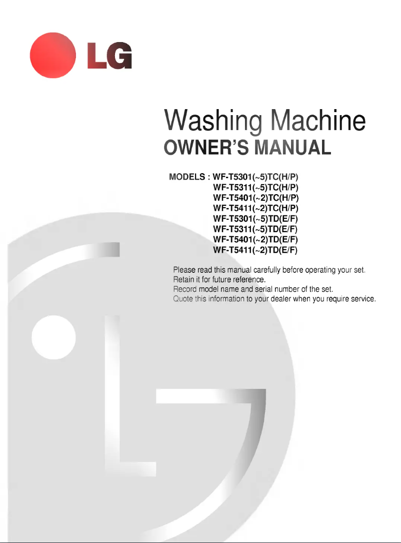 Page n°1 - Manuel utilisateur LG WF-T5402TC