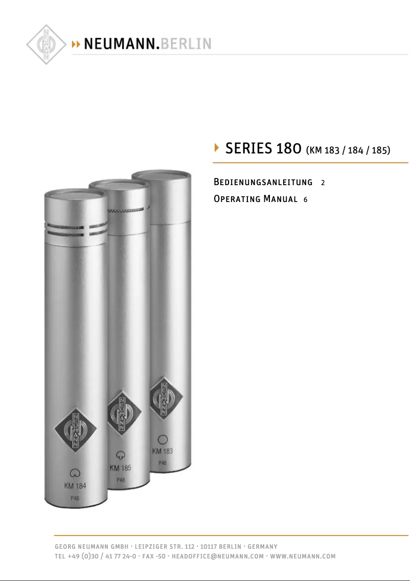 Page 1 de la notice Manuel utilisateur Neumann KM 183
