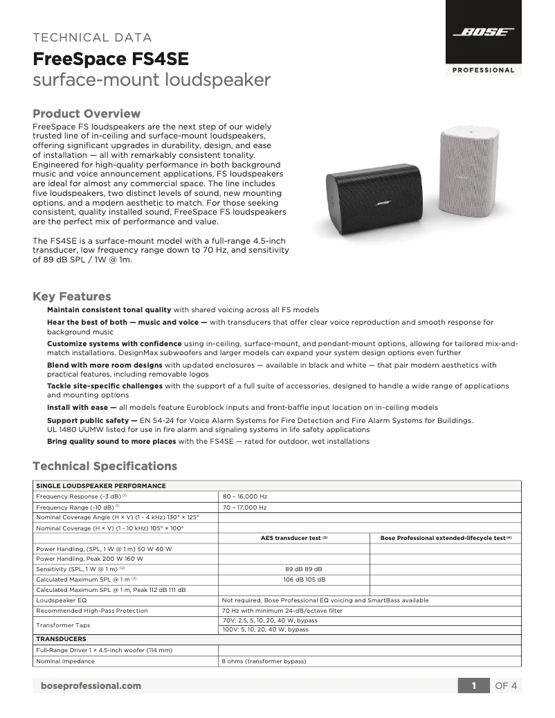 Image de la première page du manuel de l'appareil FreeSpace FS4SE