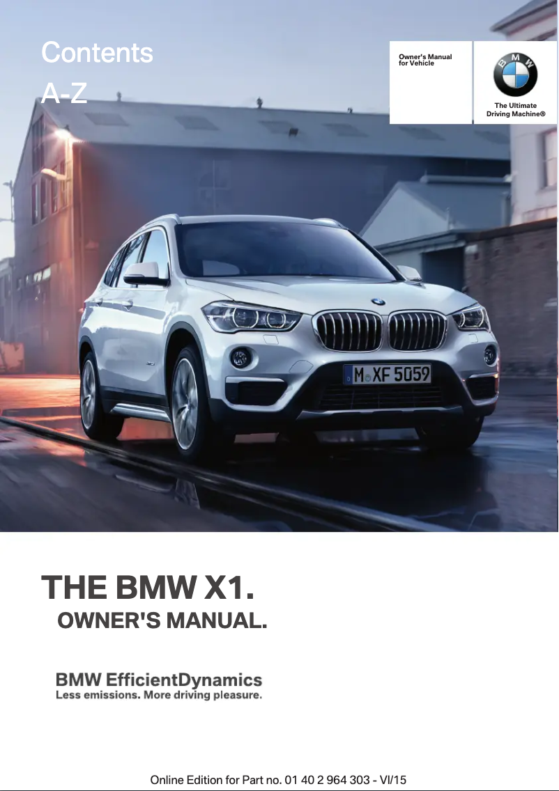Page 1 de la notice Manuel utilisateur BMW X1 xDrive28i (2016)
