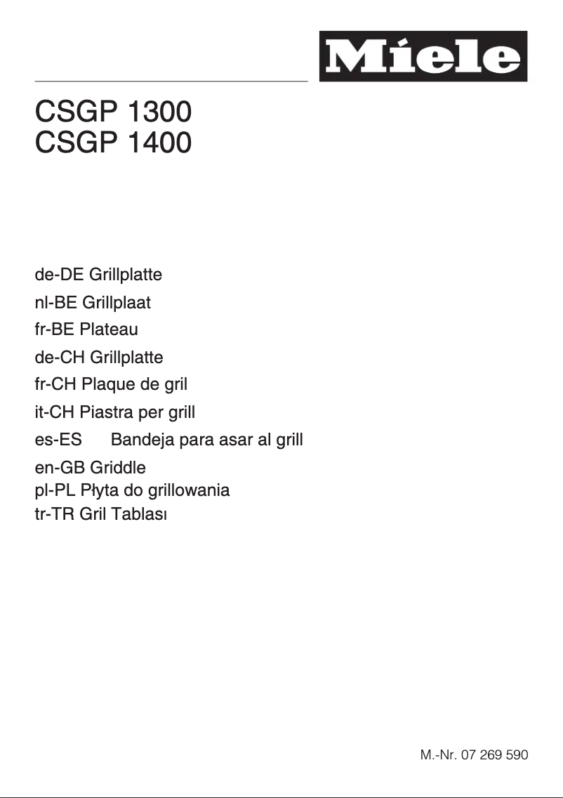 Page n°1 - Manuel utilisateur Miele CSGP 1400