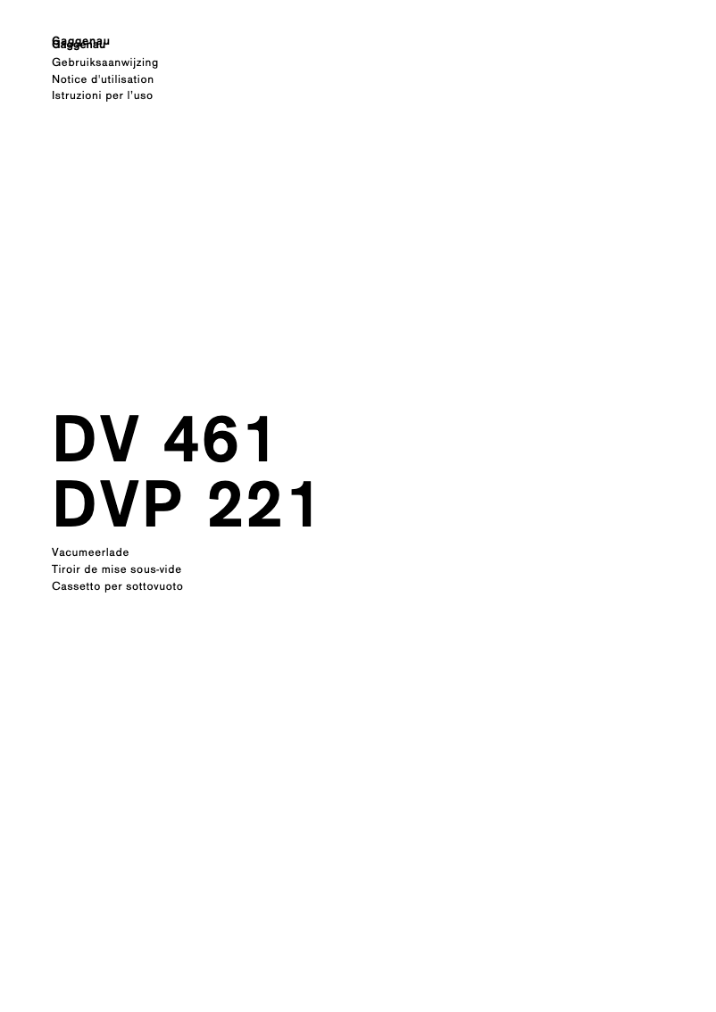 Page n°1 - Manuel utilisateur Gaggenau DVP221130