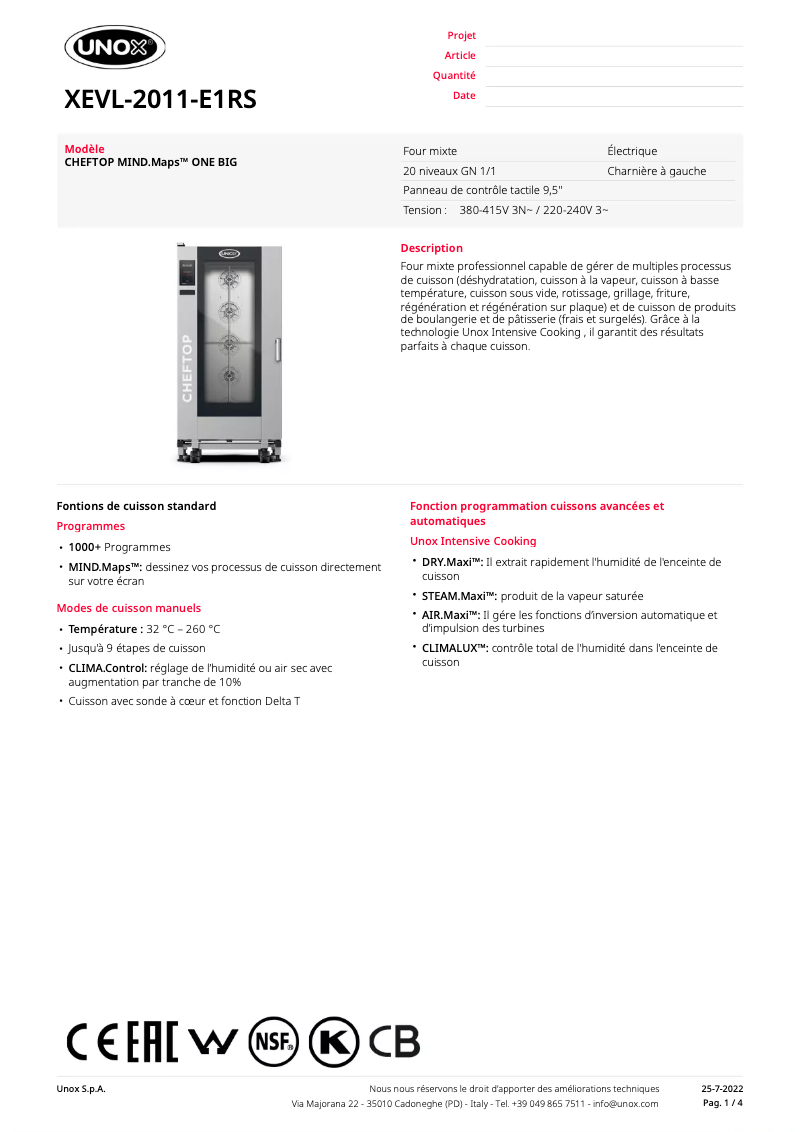 Image de la première page du manuel de l'appareil CHEFTOP MIND.Maps BIG ONE