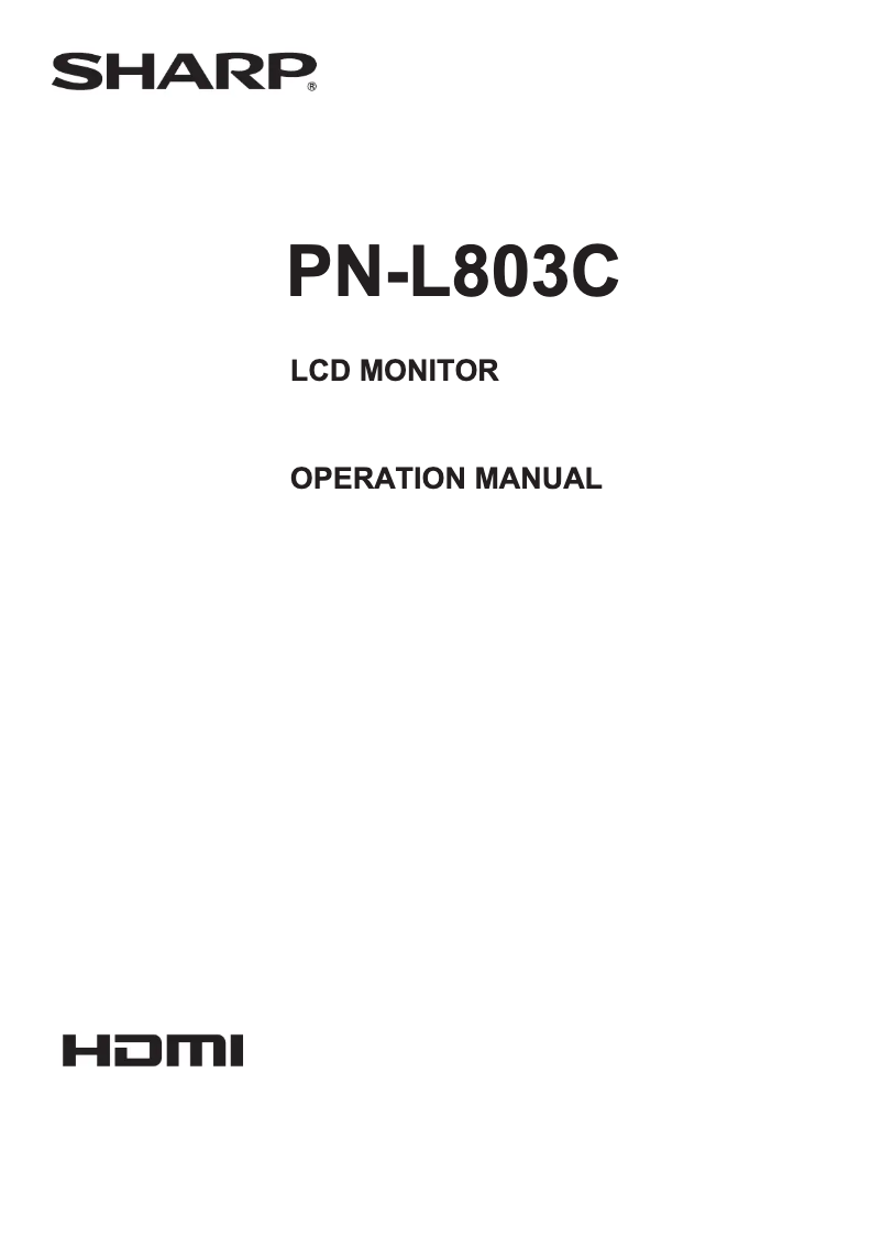 Page n°1 - Manuel utilisateur Sharp Aquos PN-L803C