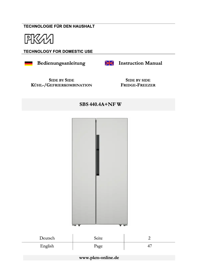 Imagen de la primera página del manual del dispositivo SBS440.4A+NF W