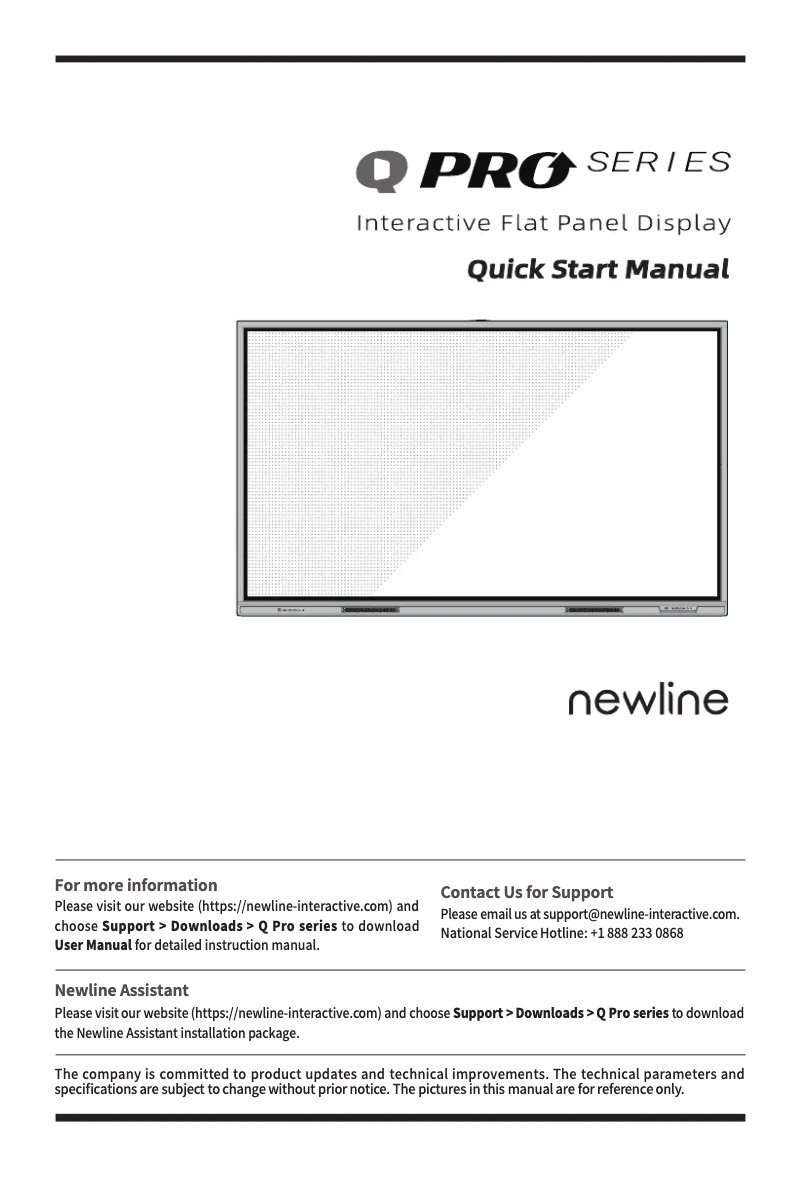 Page n°1 - Manuel utilisateur Newline TT-6524QPRO