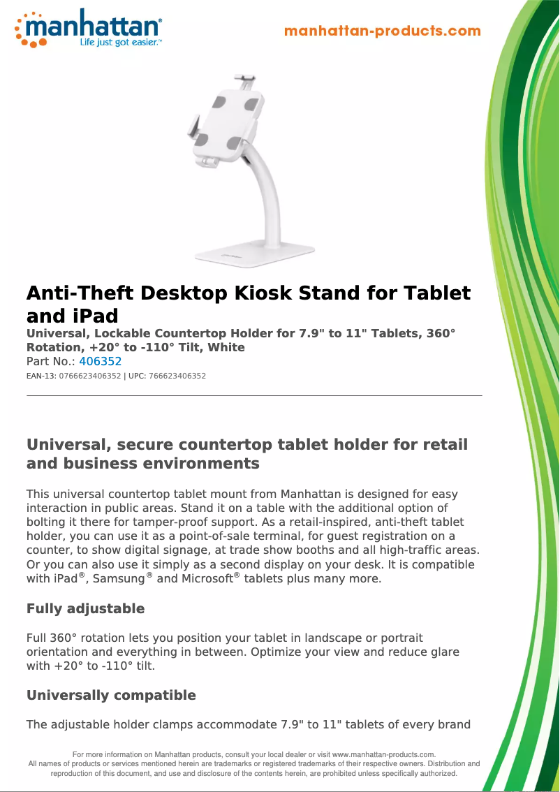 Page 1 de la notice Fiche technique Manhattan 406352