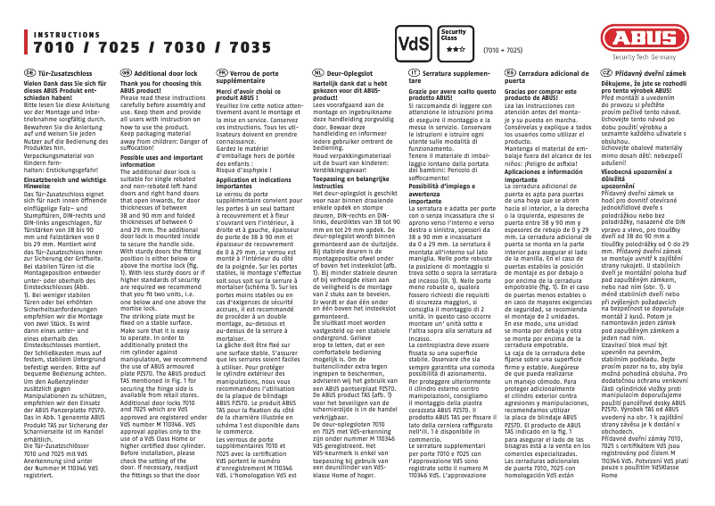 Page n°1 - Instructions / montage Abus 7035
