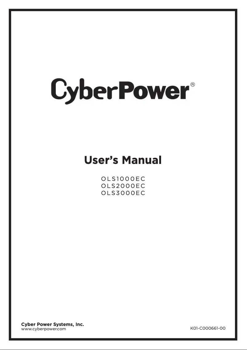 Image de la première page du manuel de l'appareil OLS1000EC