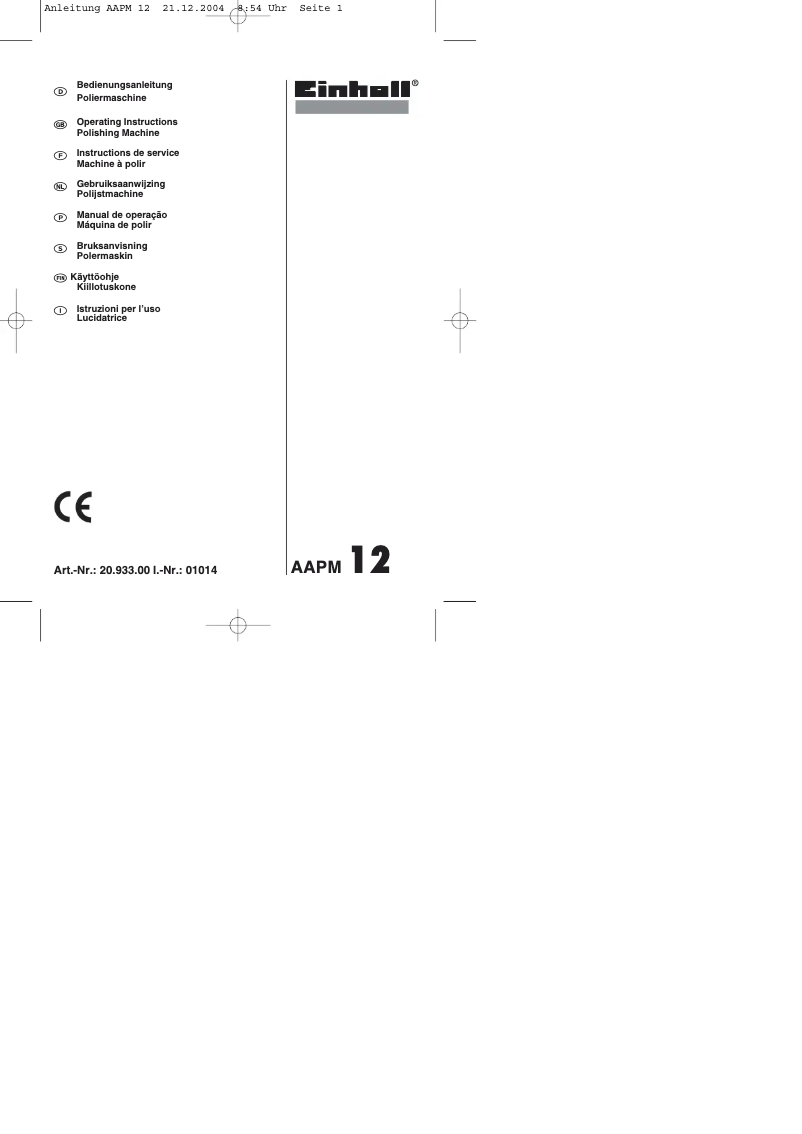 Page n°1 - Manuel utilisateur Einhell AAPM 12